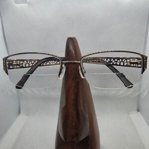 Saks Fifth Avenue Gold & Brown Prescription Glasses Frames